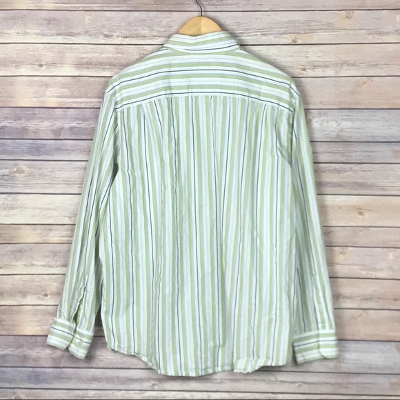 Banana Republic Dress Shirt Green White XL 17-17.5 - Picture 2 of 3